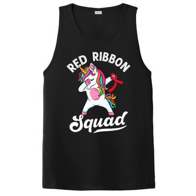 Dabbing unicorn We Wear Red For Red Ribbon Week Awareness PosiCharge Competitor Tank