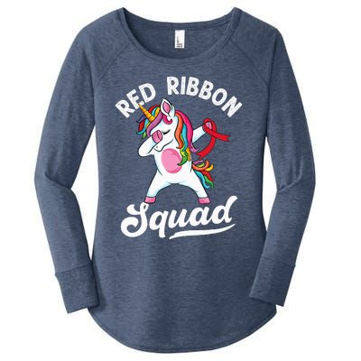 Dabbing unicorn We Wear Red For Red Ribbon Week Awareness Women's Perfect Tri Tunic Long Sleeve Shirt