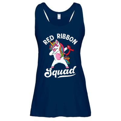 Dabbing unicorn We Wear Red For Red Ribbon Week Awareness Ladies Essential Flowy Tank