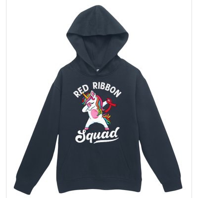 Dabbing unicorn We Wear Red For Red Ribbon Week Awareness Urban Pullover Hoodie