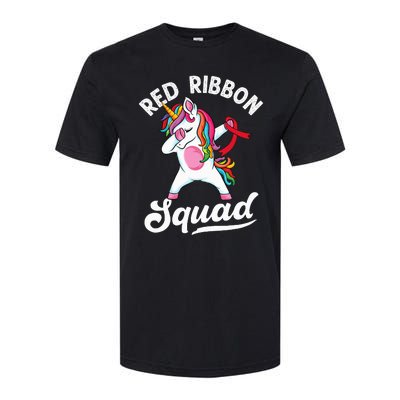 Dabbing unicorn We Wear Red For Red Ribbon Week Awareness Softstyle CVC T-Shirt