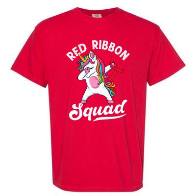 Dabbing unicorn We Wear Red For Red Ribbon Week Awareness Garment-Dyed Heavyweight T-Shirt