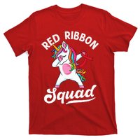 Dabbing unicorn We Wear Red For Red Ribbon Week Awareness T-Shirt