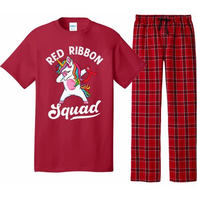 Dabbing unicorn We Wear Red For Red Ribbon Week Awareness Pajama Set