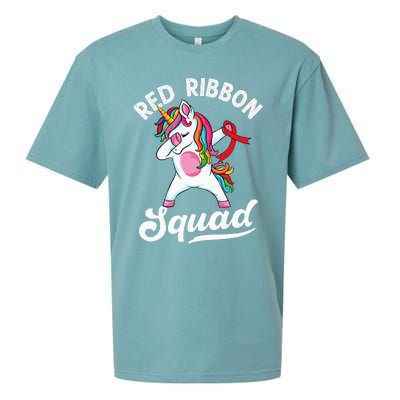 Dabbing unicorn We Wear Red For Red Ribbon Week Awareness Sueded Cloud Jersey T-Shirt