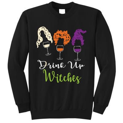 Drink Up Witches Halloween Women Hallowine Wine Lover Sweatshirt