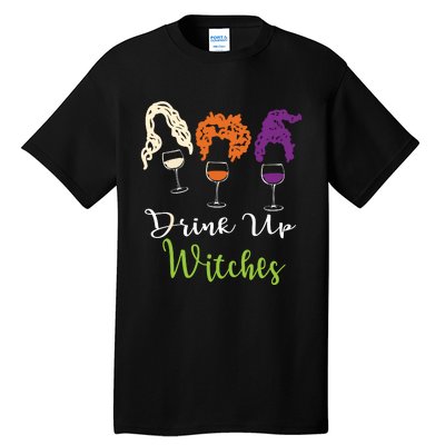 Drink Up Witches Halloween Women Hallowine Wine Lover Tall T-Shirt