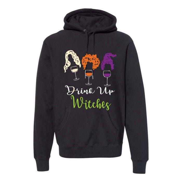 Drink Up Witches Halloween Women Hallowine Wine Lover Premium Hoodie