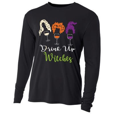 Drink Up Witches Halloween Women Hallowine Wine Lover Cooling Performance Long Sleeve Crew