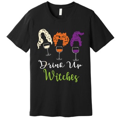 Drink Up Witches Halloween Women Hallowine Wine Lover Premium T-Shirt