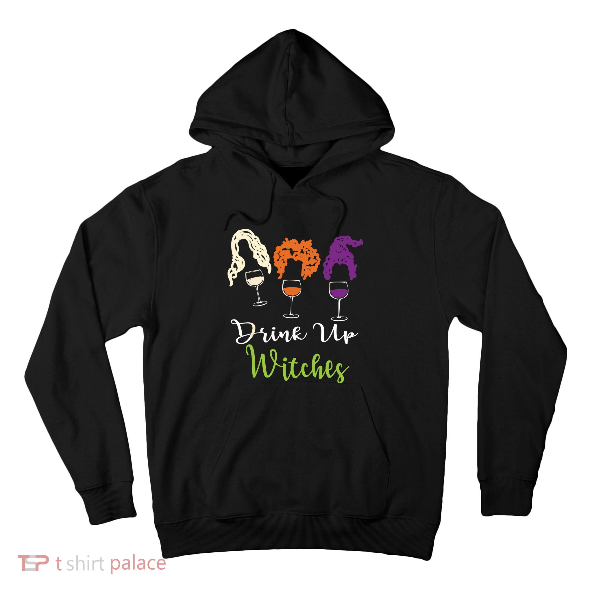 Drink Up Witches Halloween Women Hallowine Wine Lover Tall Hoodie