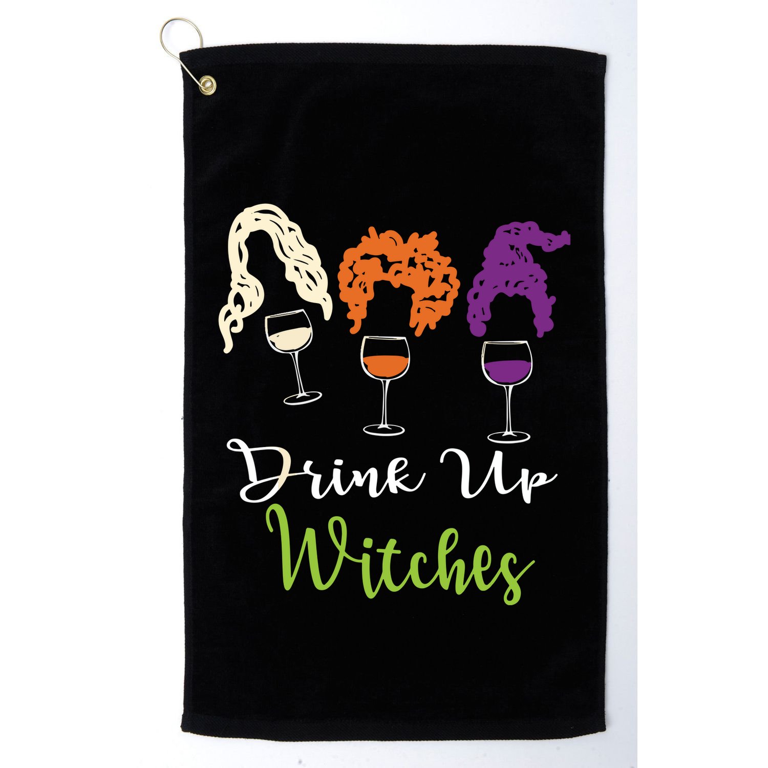 Drink Up Witches Halloween Women Hallowine Wine Lover Golf Towel