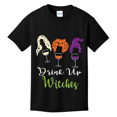 Drink Up Witches Halloween Women Hallowine Wine Lover Kids T-Shirt