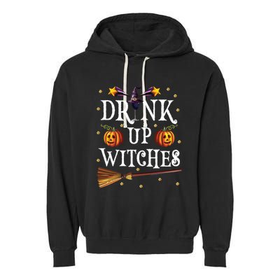 Drink Up Witches Wine Party Halloween Drinking Garment-Dyed Fleece Hoodie