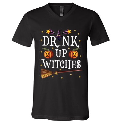 Drink Up Witches Wine Party Halloween Drinking V-Neck T-Shirt