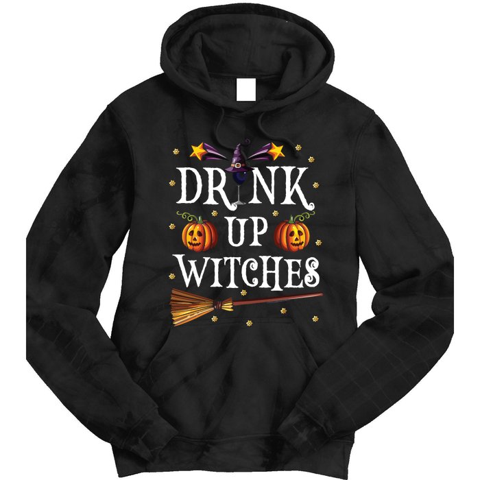 Drink Up Witches Wine Party Halloween Drinking Tie Dye Hoodie