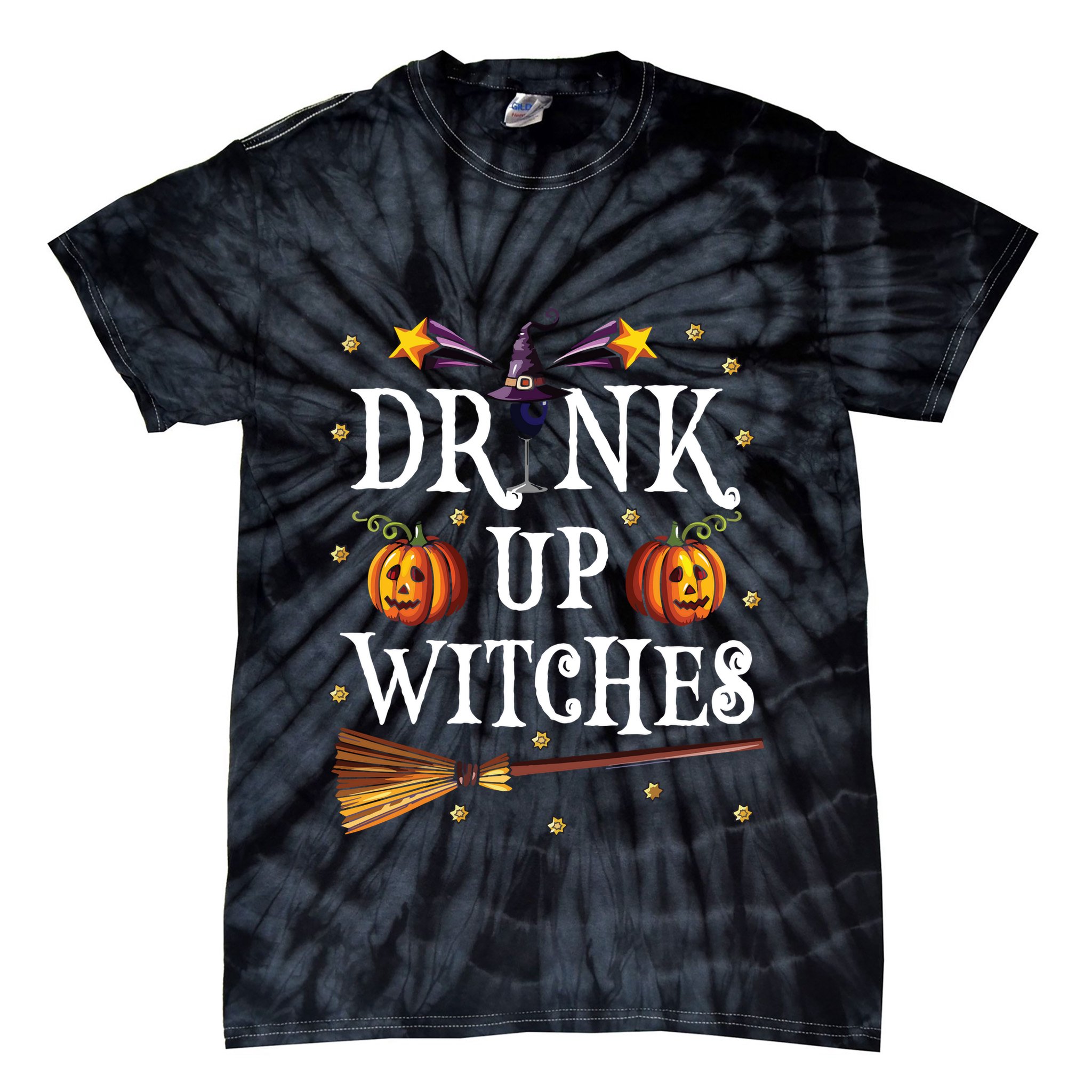 Drink Up Witches Wine Party Halloween Drinking Tie-Dye T-Shirt