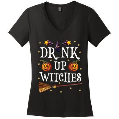 Drink Up Witches Wine Party Halloween Drinking Women's V-Neck T-Shirt