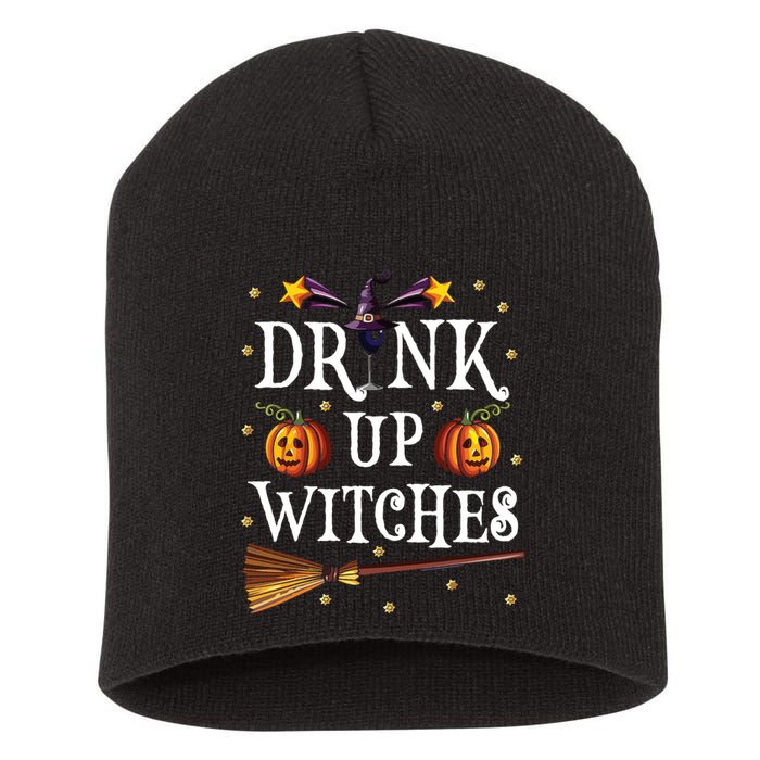 Drink Up Witches Wine Party Halloween Drinking Short Acrylic Beanie