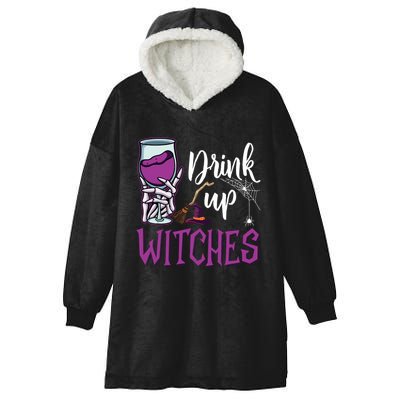 Drink Up Witches Wine Lover Drinking Halloween Costume Hooded Wearable Blanket