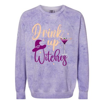 Drink Up Witches Wine Lover Drinking Halloween Colorblast Crewneck Sweatshirt