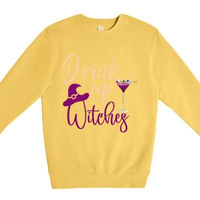 Drink Up Witches Wine Lover Drinking Halloween Premium Crewneck Sweatshirt