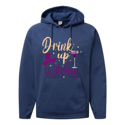 Drink Up Witches Wine Lover Drinking Halloween Performance Fleece Hoodie