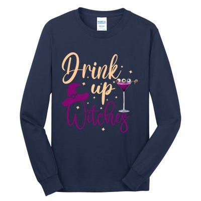 Drink Up Witches Wine Lover Drinking Halloween Tall Long Sleeve T-Shirt