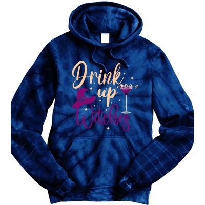 Drink Up Witches Wine Lover Drinking Halloween Tie Dye Hoodie