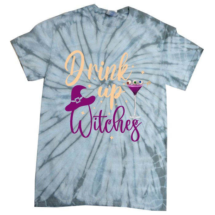 Drink Up Witches Wine Lover Drinking Halloween Tie-Dye T-Shirt