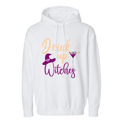 Drink Up Witches Wine Lover Drinking Halloween Garment-Dyed Fleece Hoodie