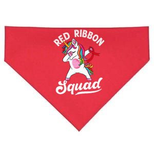 Dabbing Unicorn We Wear Red For Red Ribbon Week Awareness USA-Made Doggie Bandana