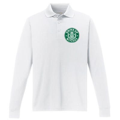 Drink Up Witches Performance Long Sleeve Polo