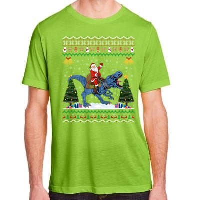 Dinosaur Ugly Xmas Gift Santa Riding Dinosaur Christmas Gift Adult ChromaSoft Performance T-Shirt