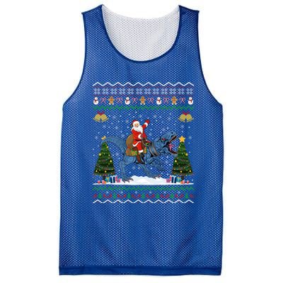 Dinosaur Ugly Xmas Gift Santa Riding Dinosaur Christmas Gift Mesh Reversible Basketball Jersey Tank