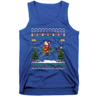 Dinosaur Ugly Xmas Gift Santa Riding Dinosaur Christmas Gift Tank Top