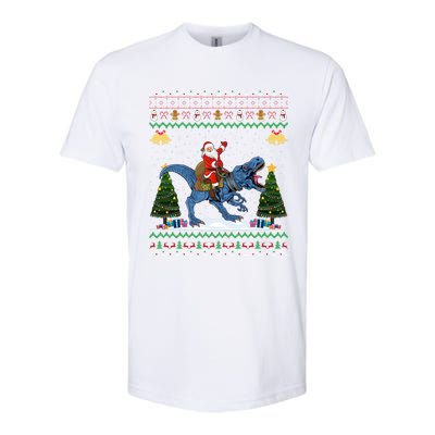 Dinosaur Ugly Xmas Gift Santa Riding Dinosaur Christmas Gift Softstyle CVC T-Shirt