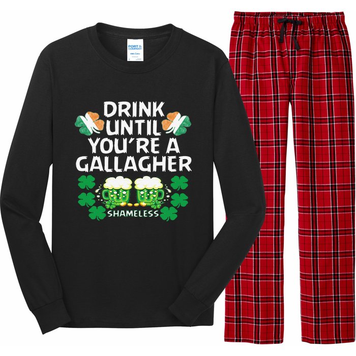 Drink Until You're A Gallagher Shameless St Patrick's Long Sleeve Pajama Set