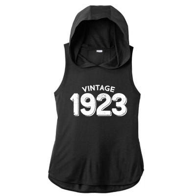 Distressed Vintage 1923 100th Birthday Ladies PosiCharge Tri-Blend Wicking Draft Hoodie Tank