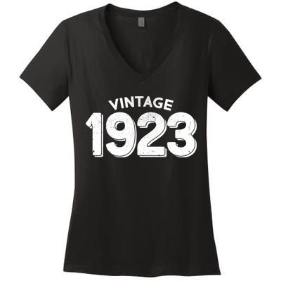 Distressed Vintage 1923 100th Birthday Women's V-Neck T-Shirt
