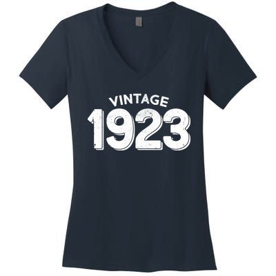 Distressed Vintage 1923 100th Birthday Women's V-Neck T-Shirt