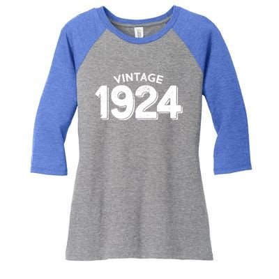 Distressed Vintage 1924 100th Birthday Women's Tri-Blend 3/4-Sleeve Raglan Shirt