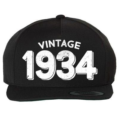 Distressed Vintage 1934 90th Birthday Wool Snapback Cap