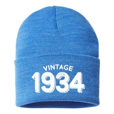 Distressed Vintage 1934 90th Birthday Sustainable Knit Beanie