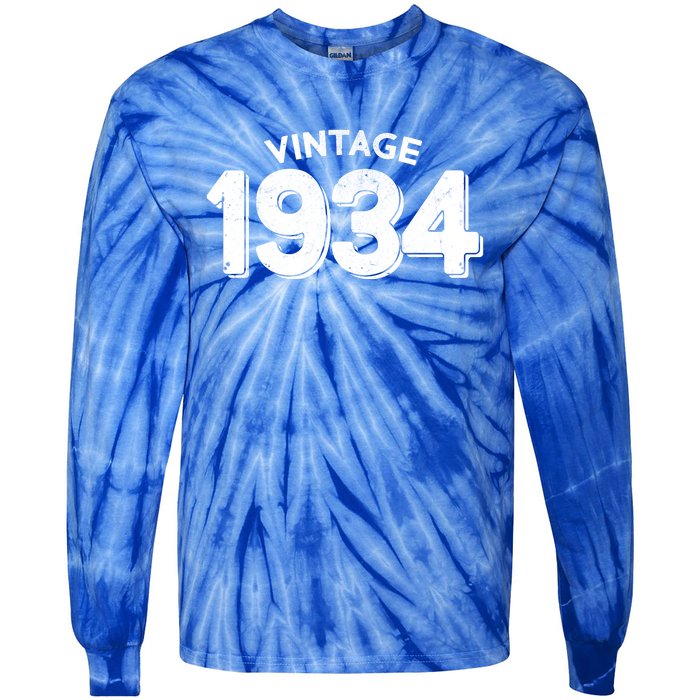 Distressed Vintage 1934 90th Birthday Tie-Dye Long Sleeve Shirt