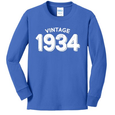 Distressed Vintage 1934 90th Birthday Kids Long Sleeve Shirt