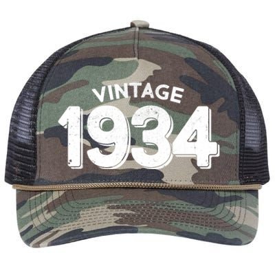 Distressed Vintage 1934 90th Birthday Retro Rope Trucker Hat Cap