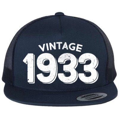 Distressed Vintage 1933 90th Birthday Flat Bill Trucker Hat