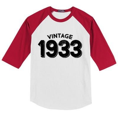 Distressed Vintage 1933 90th Birthday Kids Colorblock Raglan Jersey