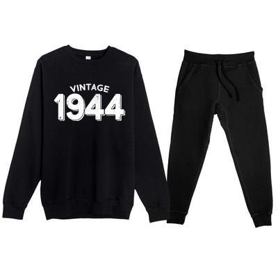 Distressed Vintage 1944 80th Birthday Premium Crewneck Sweatsuit Set